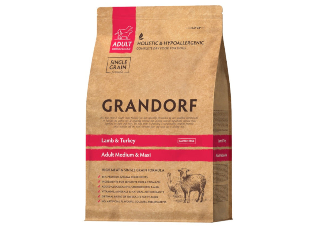 GRANDORF ADULT MED/MAXI LAMB & TURKEY 3kg