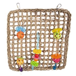 Duvo Plus Climbing net in seagrass with colorful toys