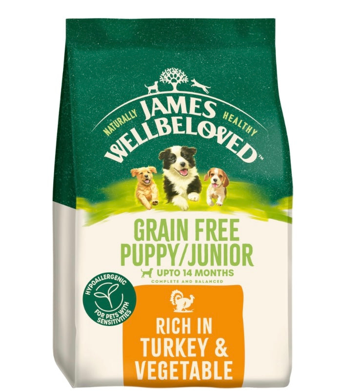 James Wellbeloved Grain Free Puppy Junior Dry Dog Food Turkey & Veg