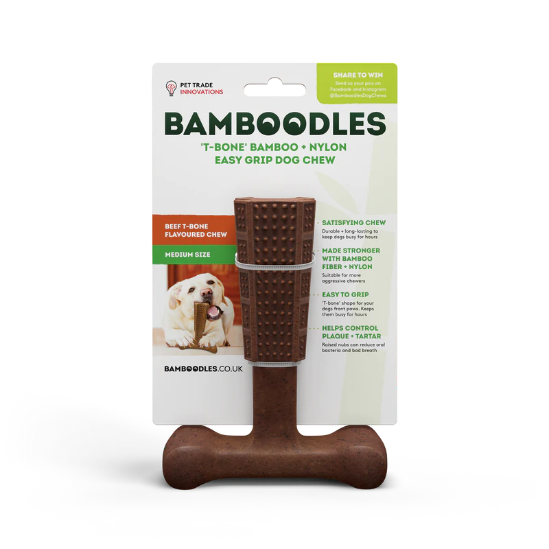 BAMBOODLES T-BONE CHEW MEDIUM BEEF 6"