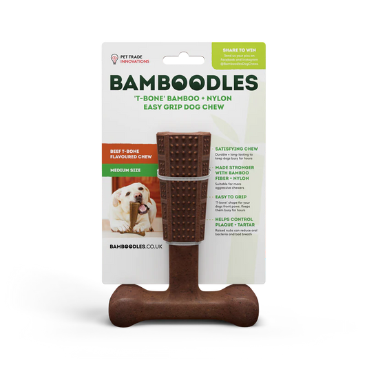 BAMBOODLES T-BONE CHEW MEDIUM BEEF 6"