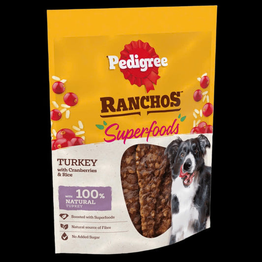 PEDIGREE® RANCHOS™ SUPERFOOD Turkey Dog Treat With Cranberries & Rice 70g
