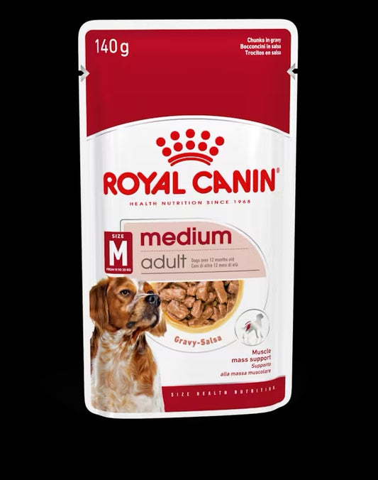 Royal Canin Medium Adult Chunks In Gravy 10x140g pouch