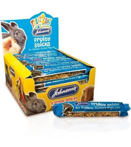 JOHNSONS RABBIT FRUITY STICK SMALL ANIMAL HONEY ENRICHED HANGING CAGE TREAT 45G