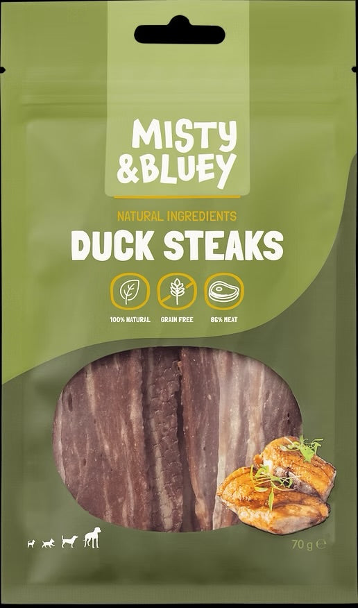 MISTY & BLUEY Duck Steaks Dog treats 70g