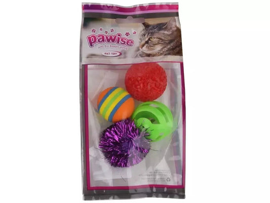 PAWISE ASSORTED CAT BALLS 4PC