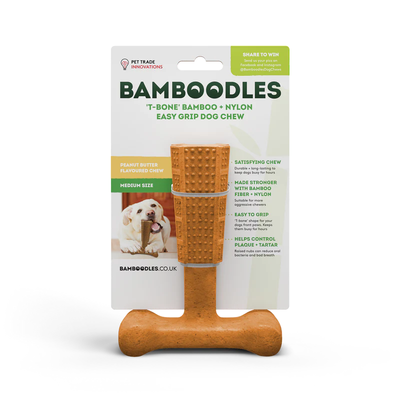 BAMBOODLES T-BONE CHEW MED PEANUT BUTTER 6"