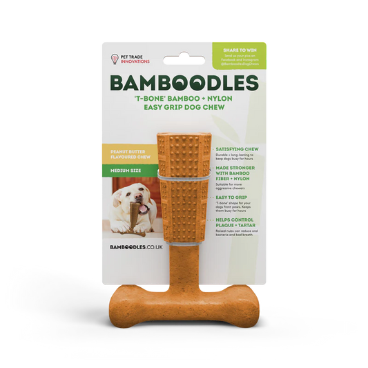 BAMBOODLES T-BONE CHEW MED PEANUT BUTTER 6"