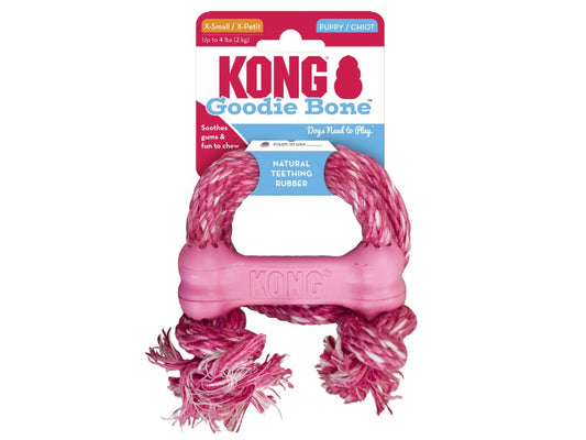 KONG PUPPY GOODIE BONE W/ROPE XS
