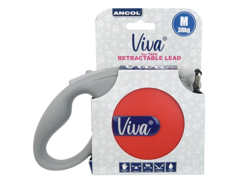 VIVA RETRACT 5M TAPE LEAD MED RED 30KG