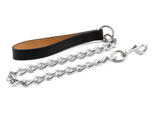HEAVY CHAIN LEAD BLACK LEATHER