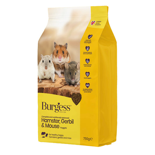 BURGESS HAMSTER GERBIL+MOUSE FOOD 750G